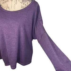 UGET,2XL, purple oversize stretchy 3/4 batwing rounded high low hem boho tunic‎